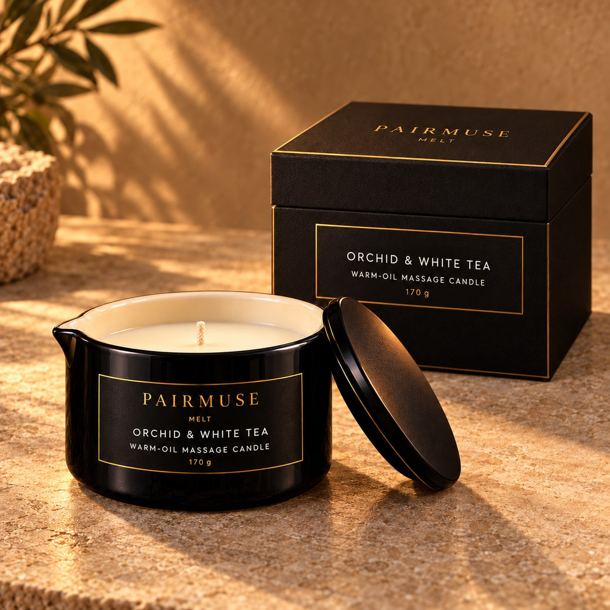 PAIR MUSE Oil Massage Candles ( Orchid & White Tea )